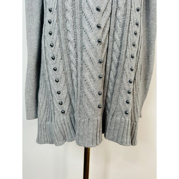 NWOT Bellini Gray L Cold Shoulder Knit Tunic Sweater Dress Turtleneck - Picture 7 of 14